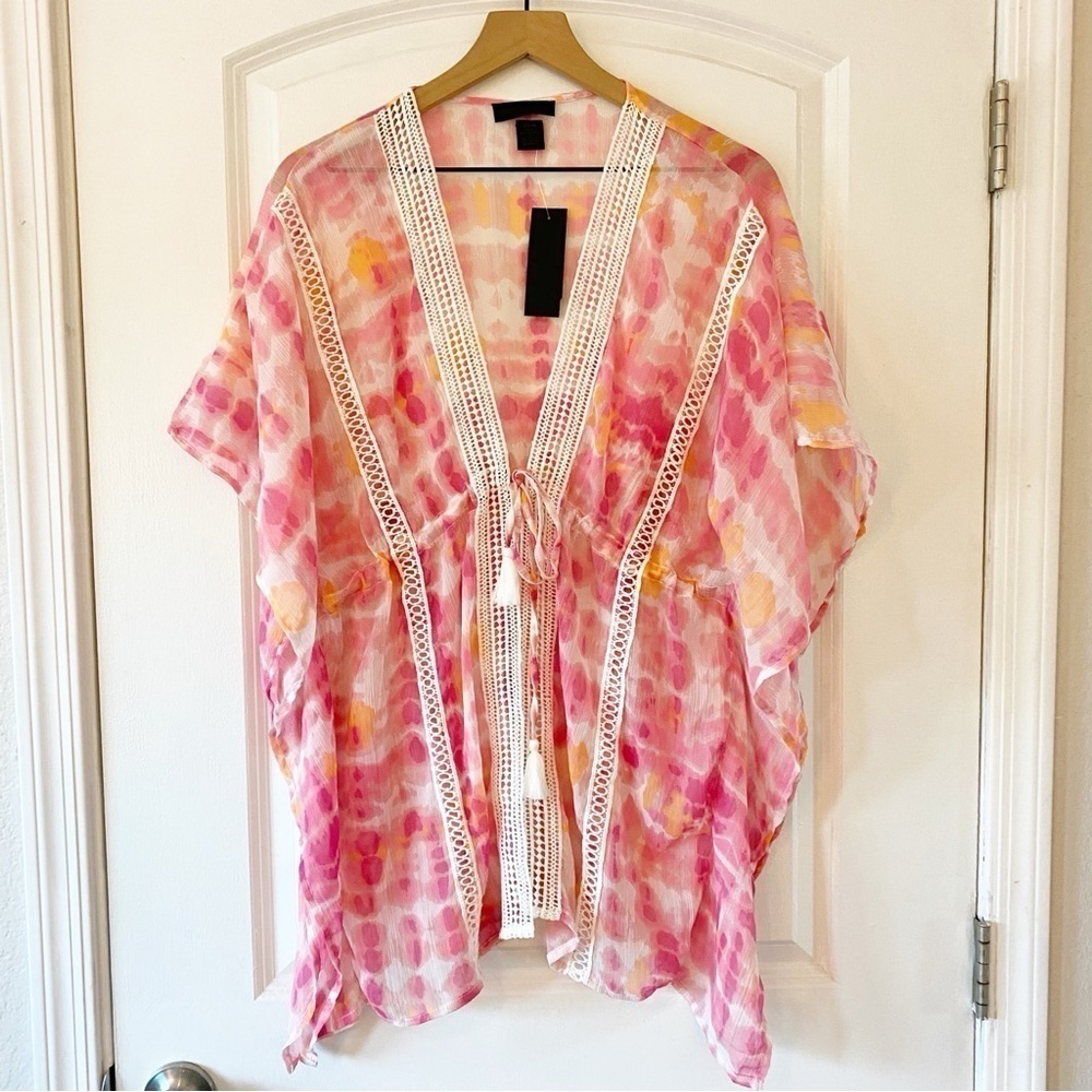 STEVE MADDEN Tie Dye Embroidered Swim Cover Up NWT Vacation - Picture 7 of 8